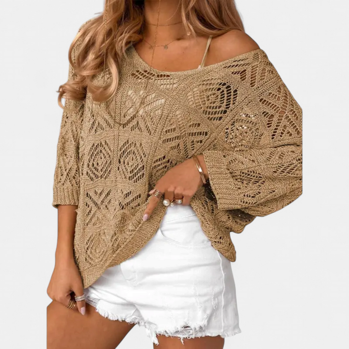 WAVERLY™ – Crochet Hollow-Out Batwing Sweater