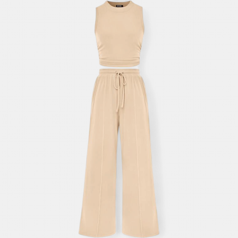YUMI™ – Wide Leg Pants & Cropped Top Lounge Set