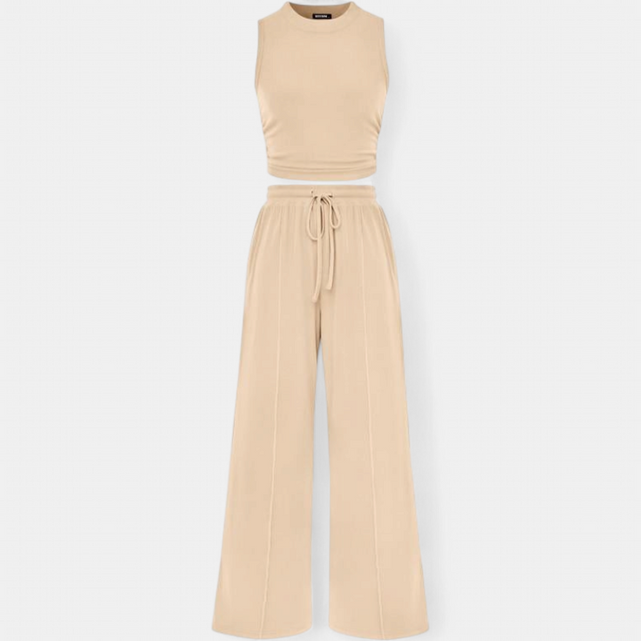 YUMI™ – Wide Leg Pants & Cropped Top Lounge Set