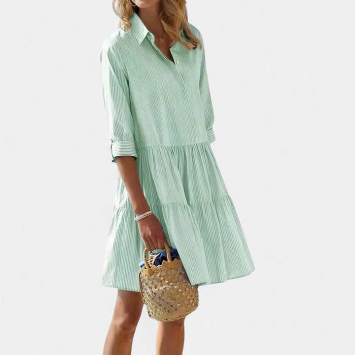 HALCYON™ – Striped Half-Button Layered Dress
