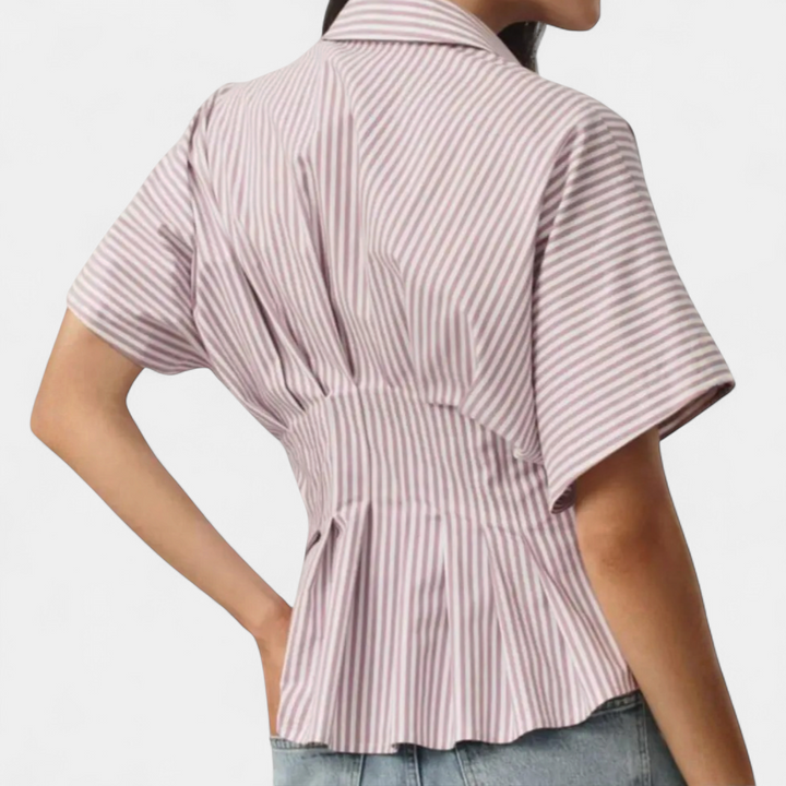 CORMIA™ – Casual Striped Pleated Blouse