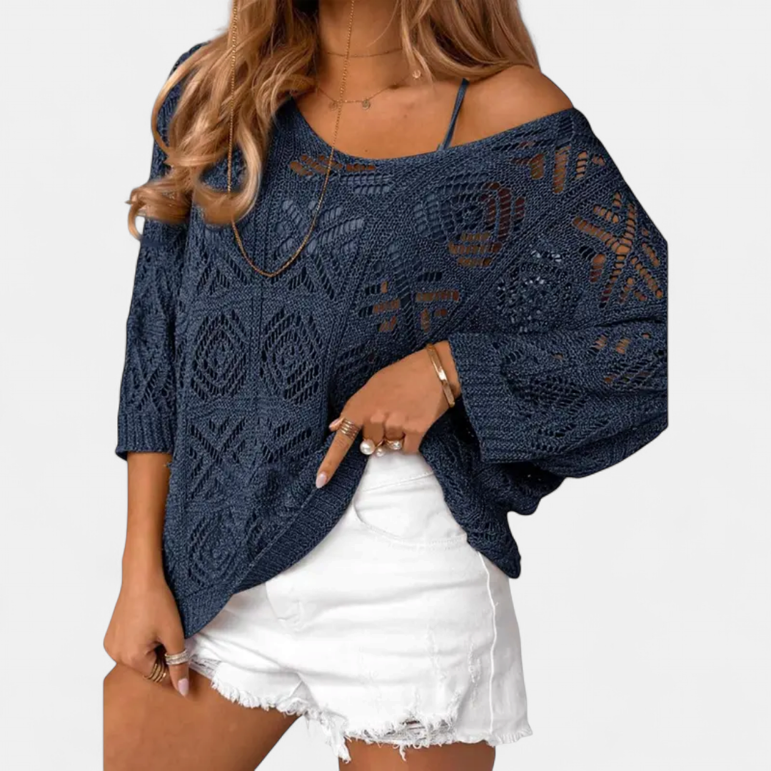 WAVERLY™ – Crochet Hollow-Out Batwing Sweater