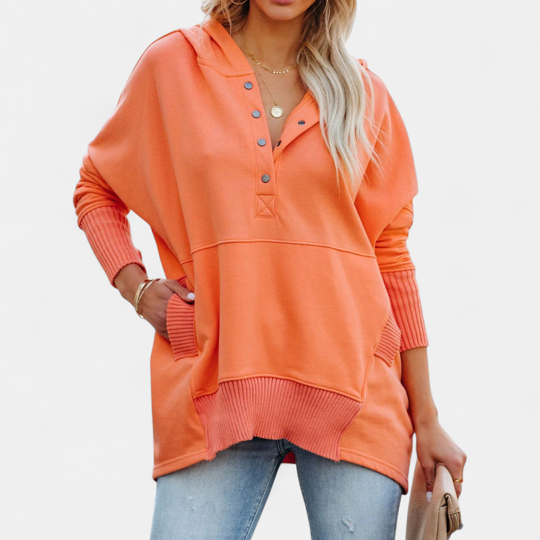 SORAYA™ - Comfy Oversized Hoodie V-Neck Long Sleeve Sweatshirt