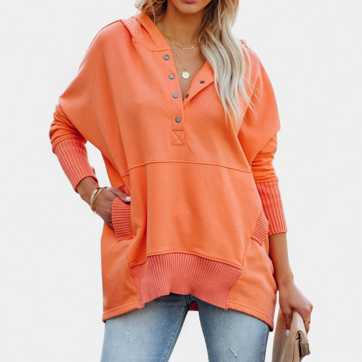 SORAYA™ - Comfy Oversized Hoodie V-Neck Long Sleeve Sweatshirt