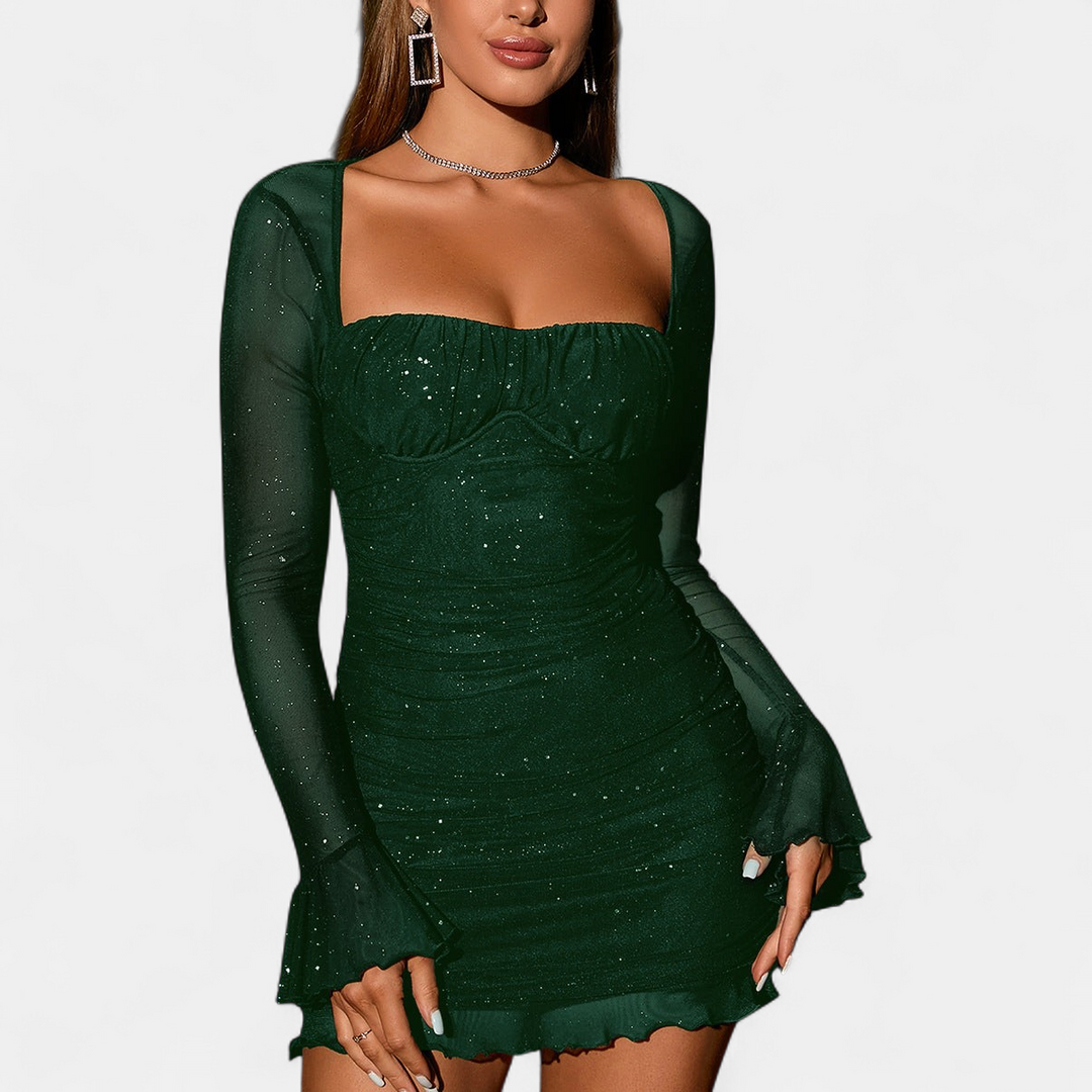 ELLIE™ - Elegant Glitter Mesh Bodycon Long Sleeve Party Dress