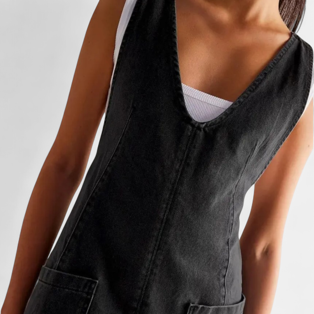 JANIE™ – Adjustable Strap Denim Mini Dress