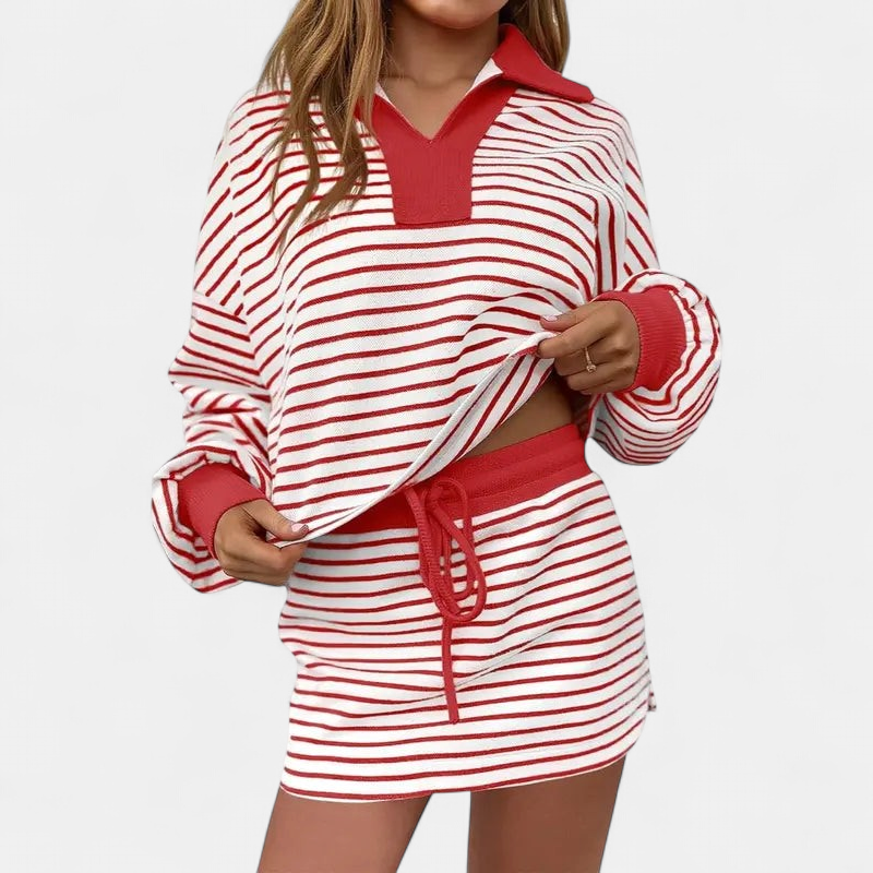 MARI™ – Casual Long Sleeve Sweatshirt Skirt Set