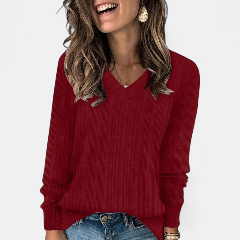 EVELYN™ - Women V Neck Oversized Lightweight Knit Sweater