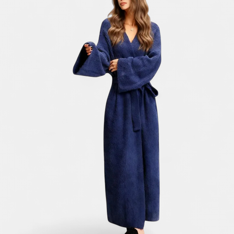 ADRINA™ – Cozy Longline Belted Knit Robe