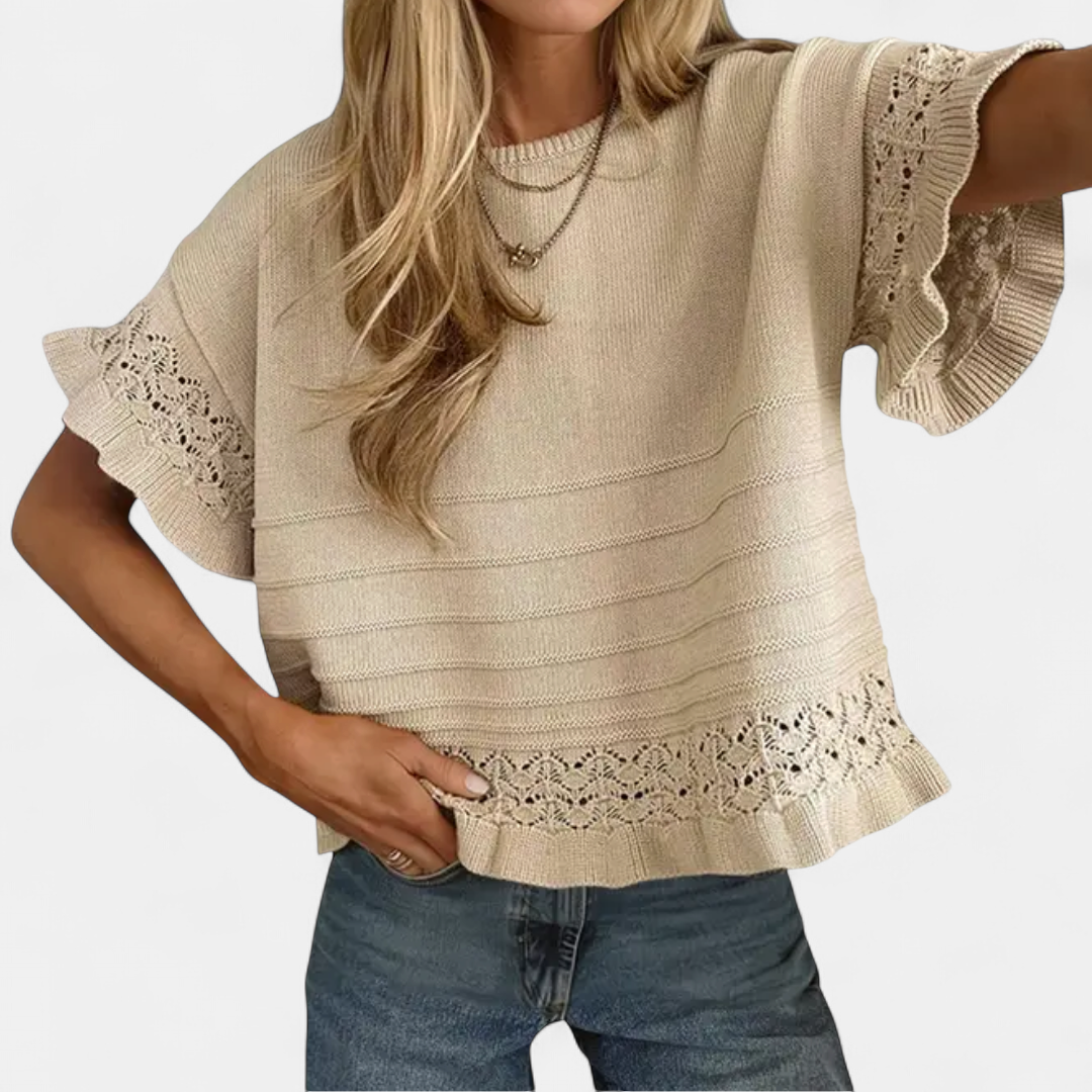HAZEL™ – Ruffled Hem Knit Pullover Top