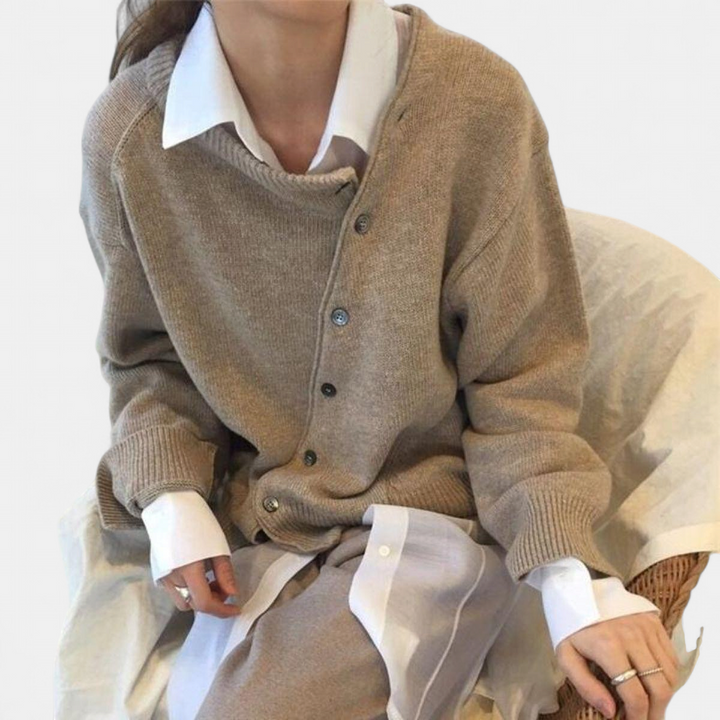 ALYCIA™ - Asymmetric Button Cardigan