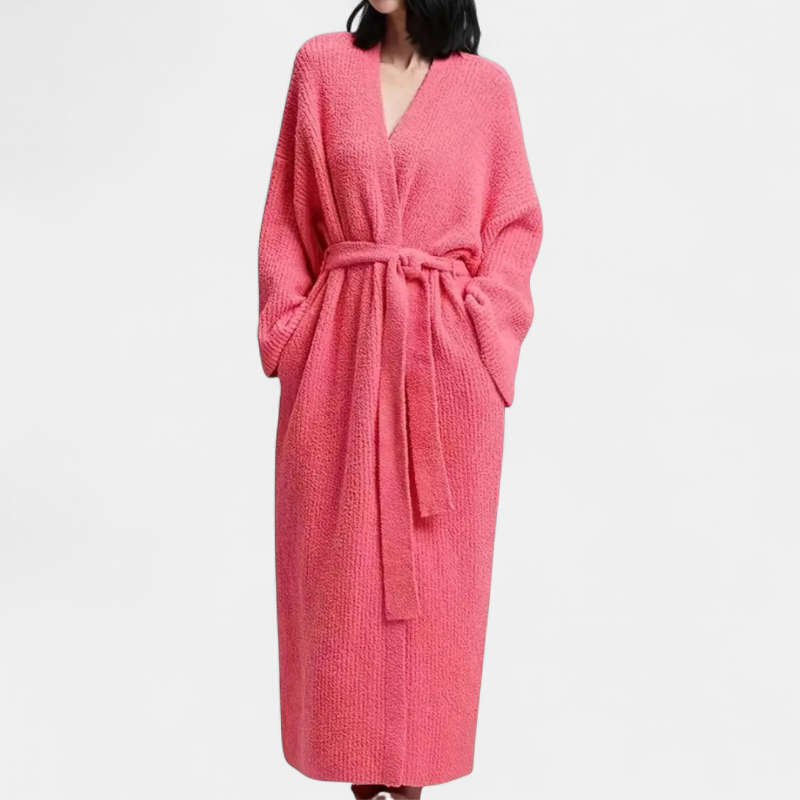 ADRINA™ – Cozy Longline Belted Knit Robe