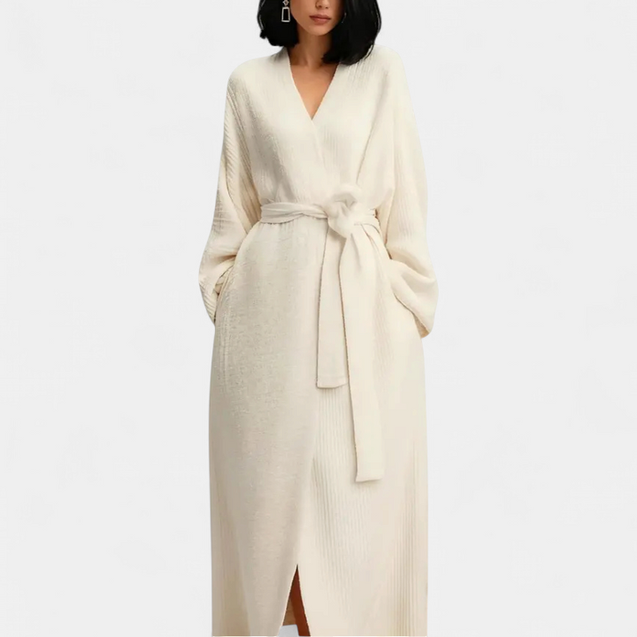 ADRINA™ – Cozy Longline Belted Knit Robe