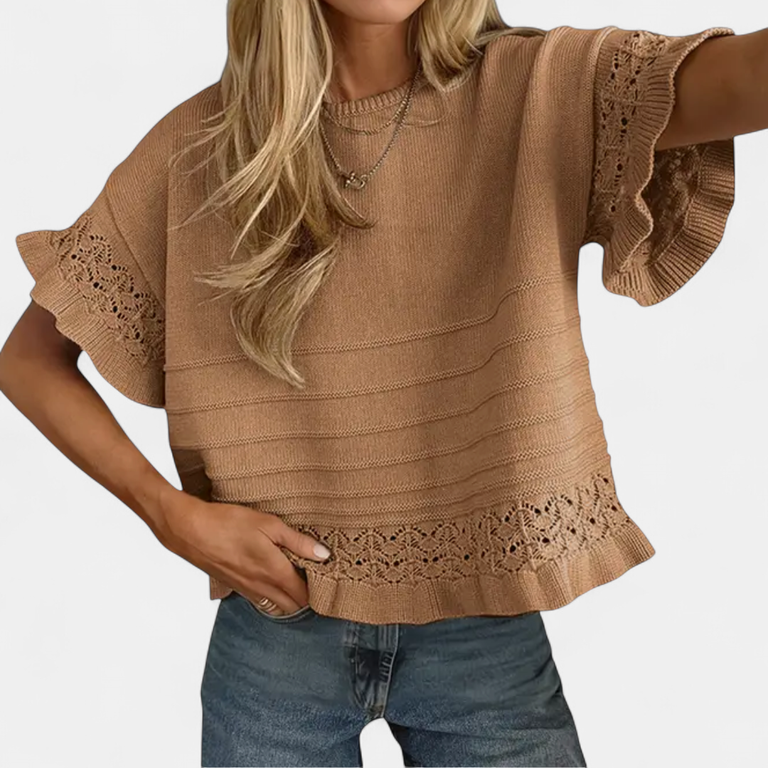 HAZEL™ – Ruffled Hem Knit Pullover Top