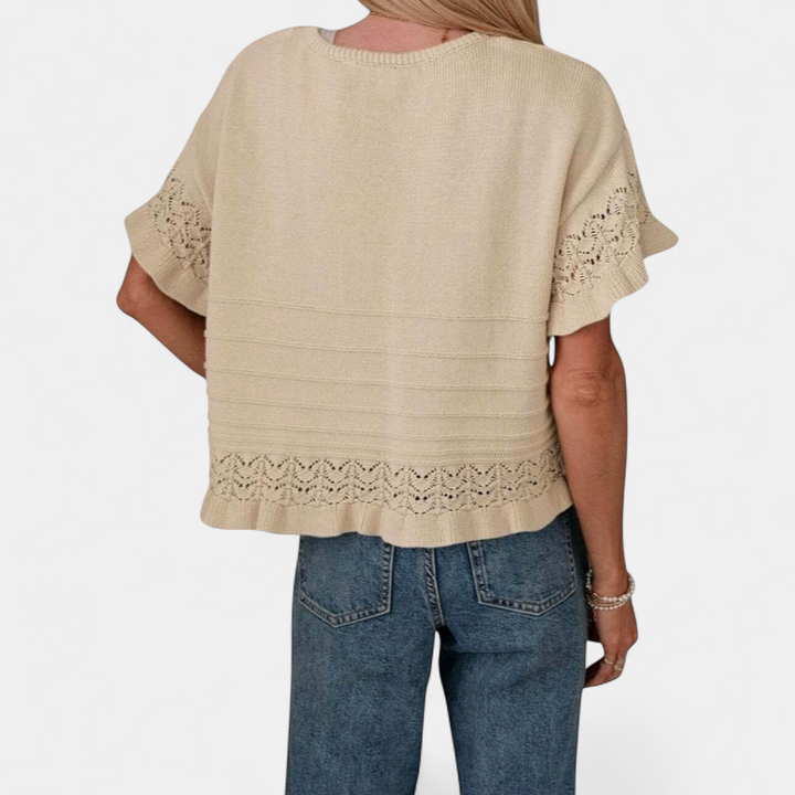 HAZEL™ – Ruffled Hem Knit Pullover Top