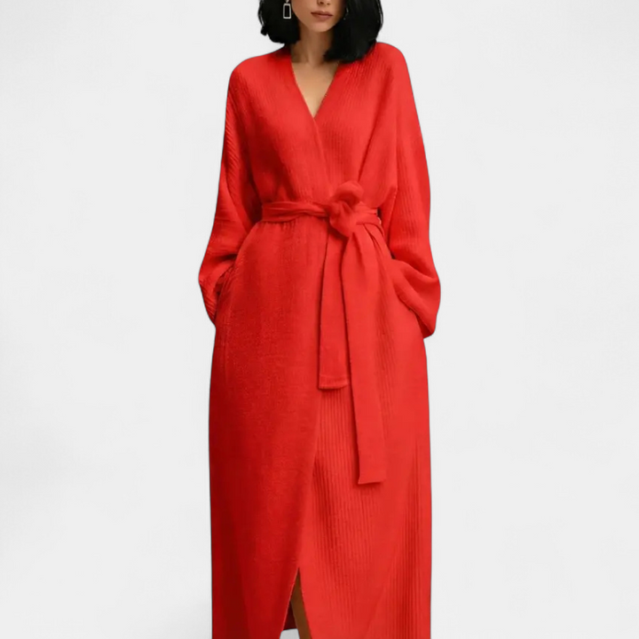 ADRINA™ – Cozy Longline Belted Knit Robe