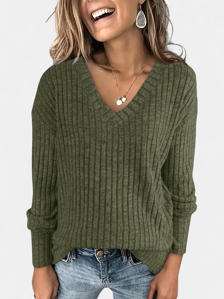 EVELYN™ - Women V Neck Oversized Lightweight Knit Sweater