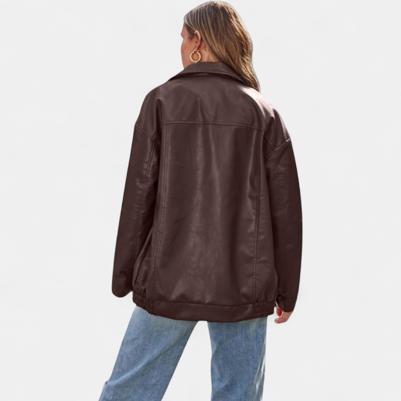 KENDRA™ - Women's Oversized Faux Suede Leather Motorcycle Jacket