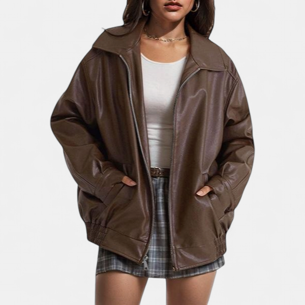 KENDRA™ - Women's Oversized Faux Suede Leather Motorcycle Jacket