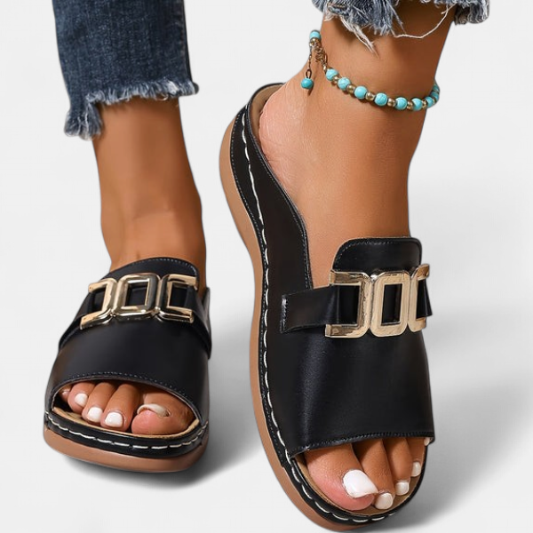 MICHELLE™ - Block Heel Slip-On Sandals