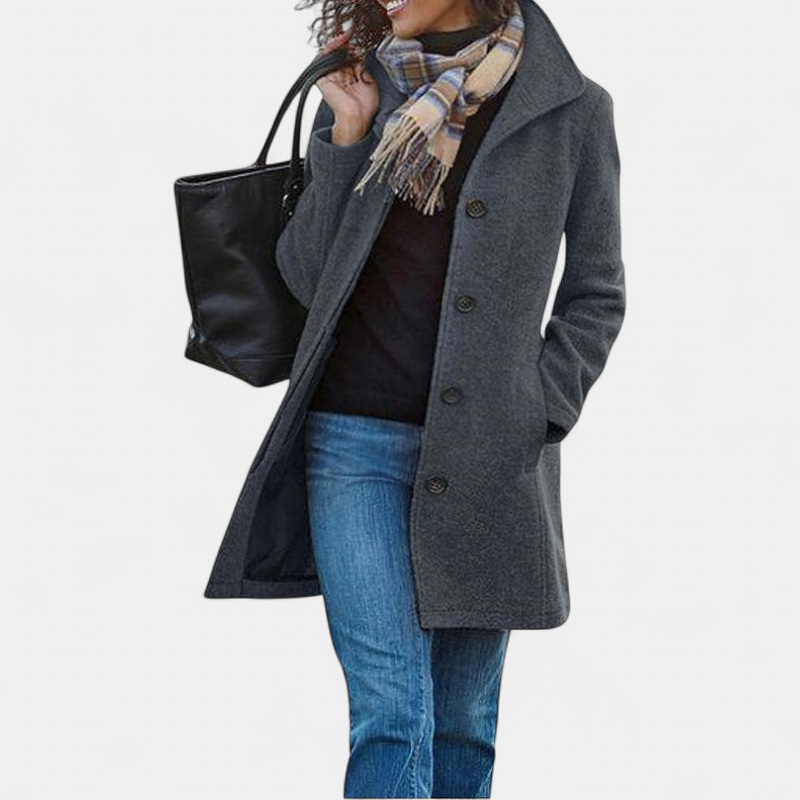 GABRIELA™ - Casual Wool Blend Pea Coat with Single-Breasted Design
