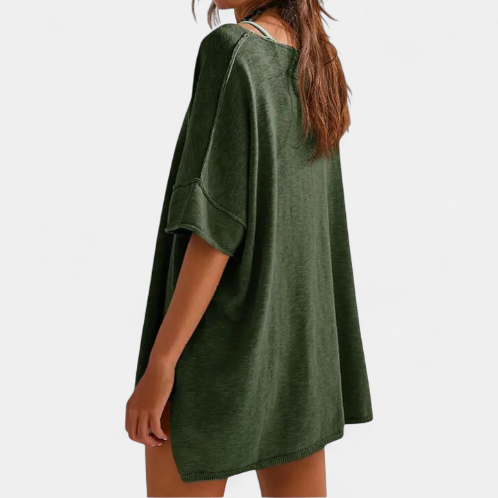 GEMMA™ – Relaxed Side-Slit Tunic Tee