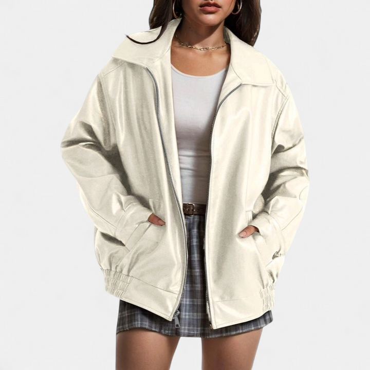 KENDRA™ - Women's Oversized Faux Suede Leather Motorcycle Jacket