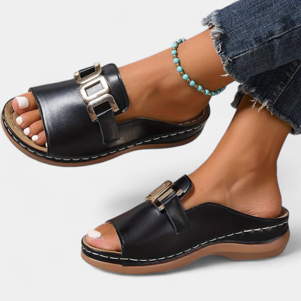MICHELLE™ - Block Heel Slip-On Sandals
