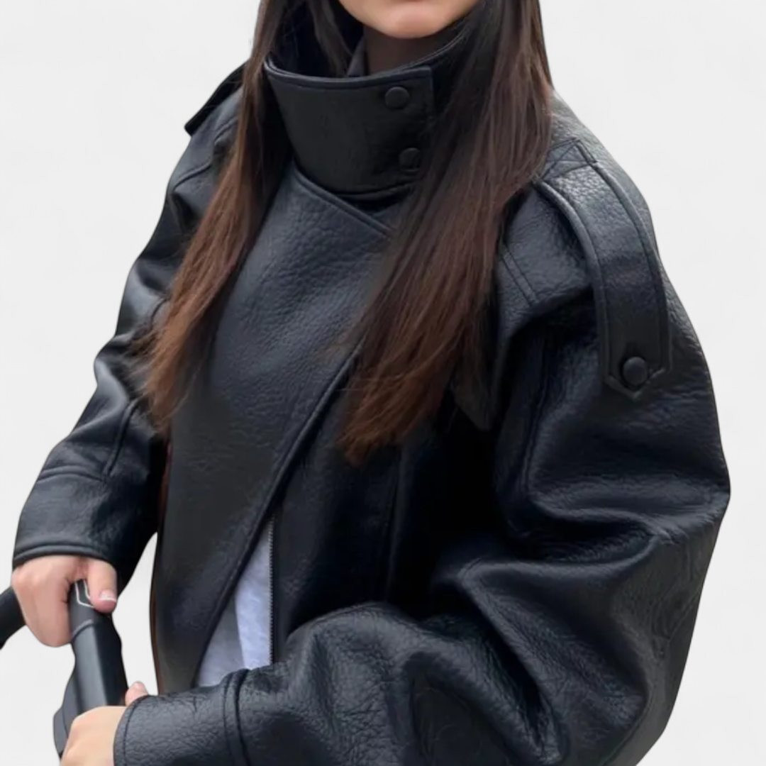 VANYA™ – Vintage Lychee-Texture Leather Jacket