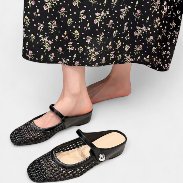 WANDA™ – Square Toe Woven Hollow Flat Shoes