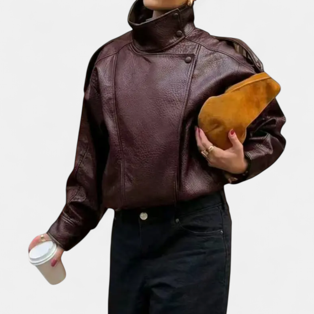 VANYA™ – Vintage Lychee-Texture Leather Jacket