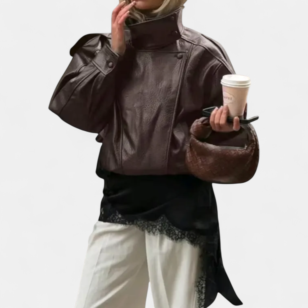 VANYA™ – Vintage Lychee-Texture Leather Jacket
