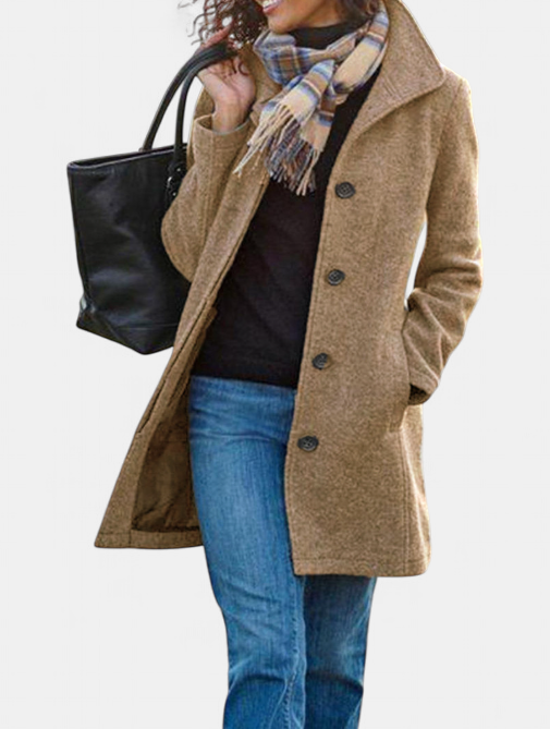 GABRIELA™ - Casual Wool Blend Pea Coat with Single-Breasted Design