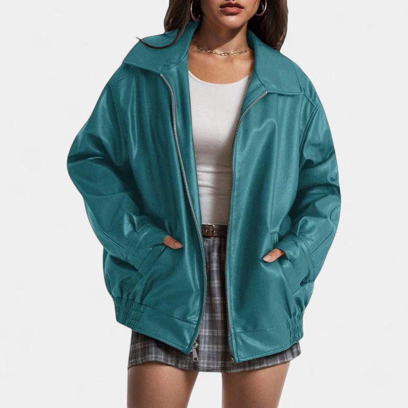 KENDRA™ - Women's Oversized Faux Suede Leather Motorcycle Jacket