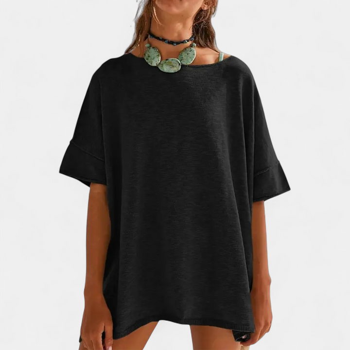 GEMMA™ – Relaxed Side-Slit Tunic Tee