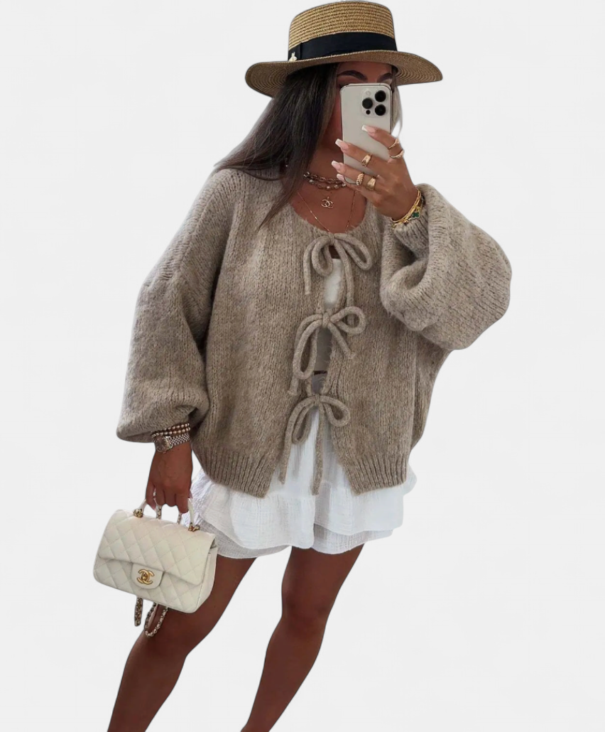 Eva | Knitted Bow Cardigan