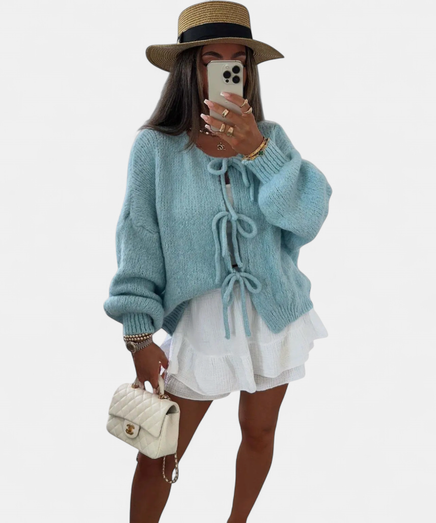 Eva | Knitted Bow Cardigan