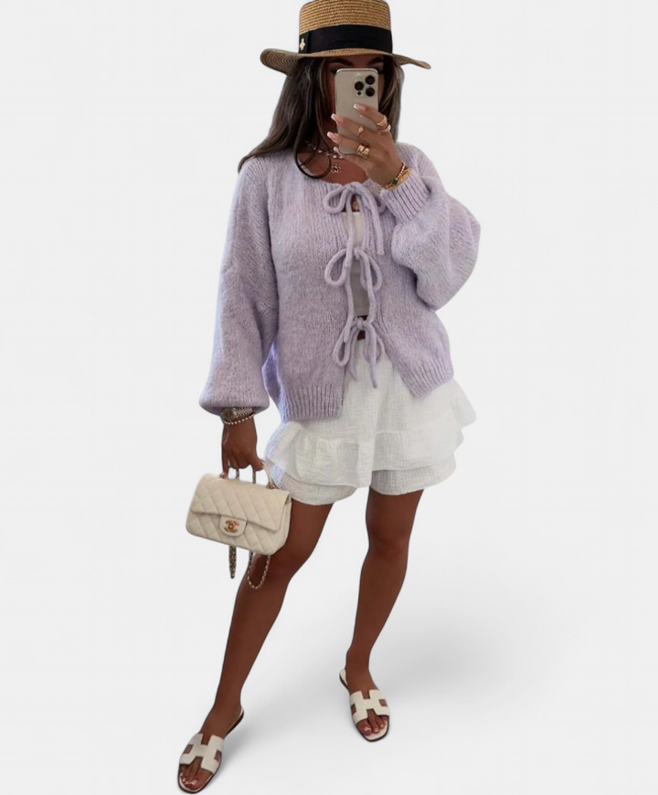Eva | Knitted Bow Cardigan