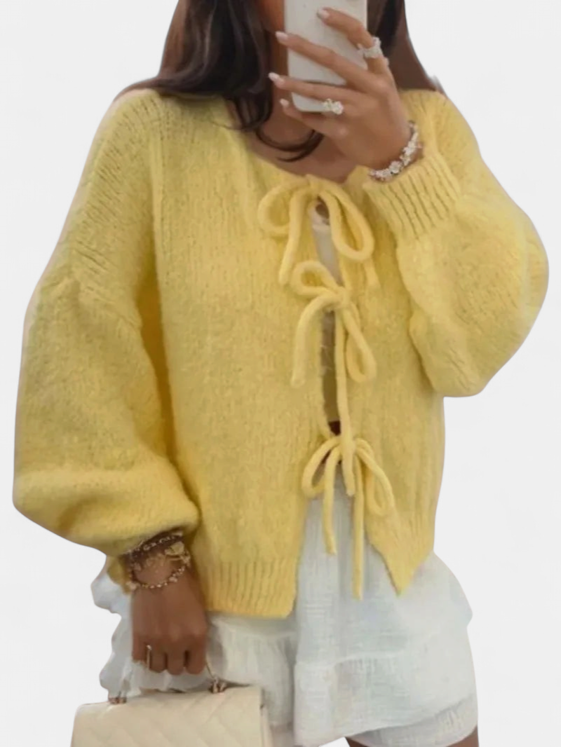 Eva | Knitted Bow Cardigan
