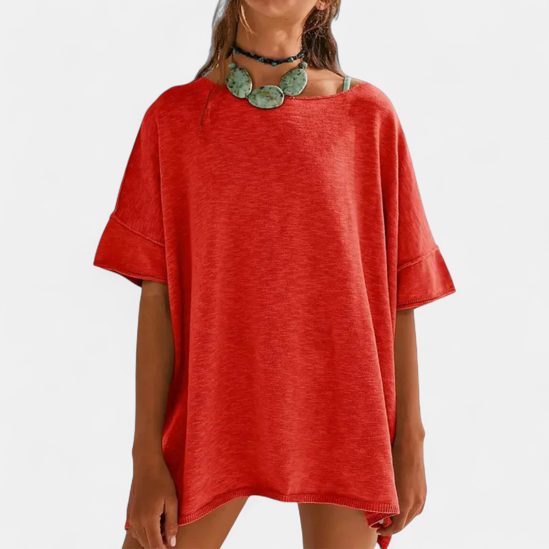GEMMA™ – Relaxed Side-Slit Tunic Tee