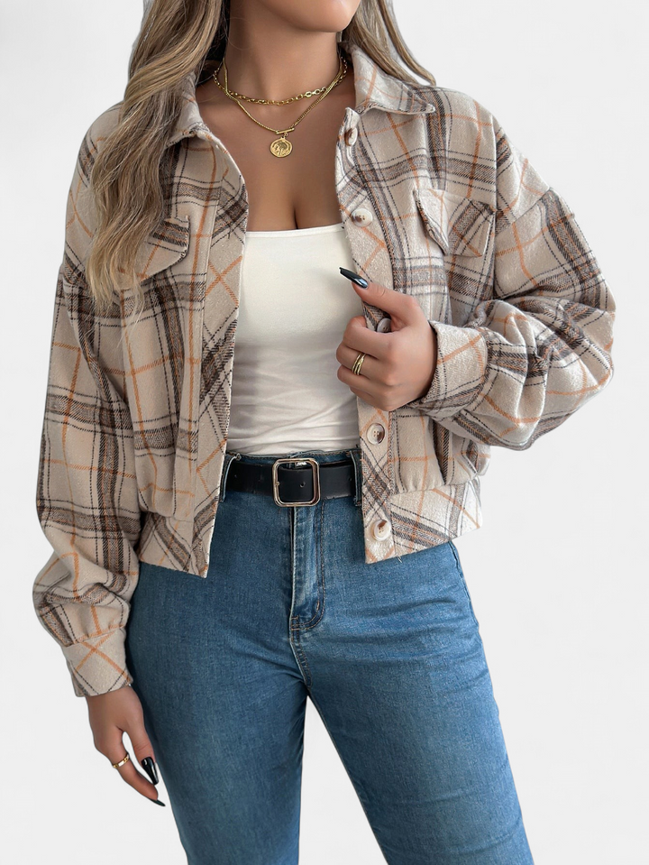 ZABEL™ - Casual Plaid Button Front Long Sleeve Jacket