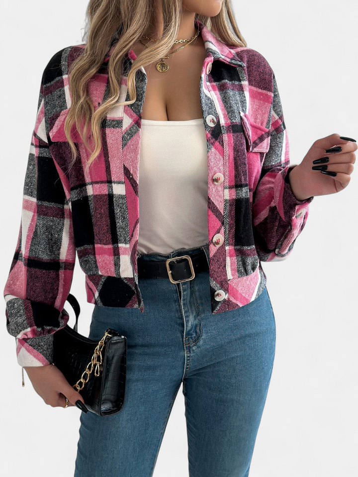 ZABEL™ - Casual Plaid Button Front Long Sleeve Jacket