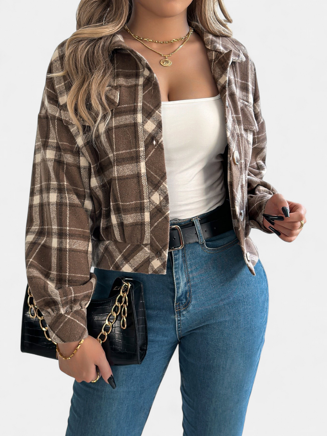 ZABEL™ - Casual Plaid Button Front Long Sleeve Jacket