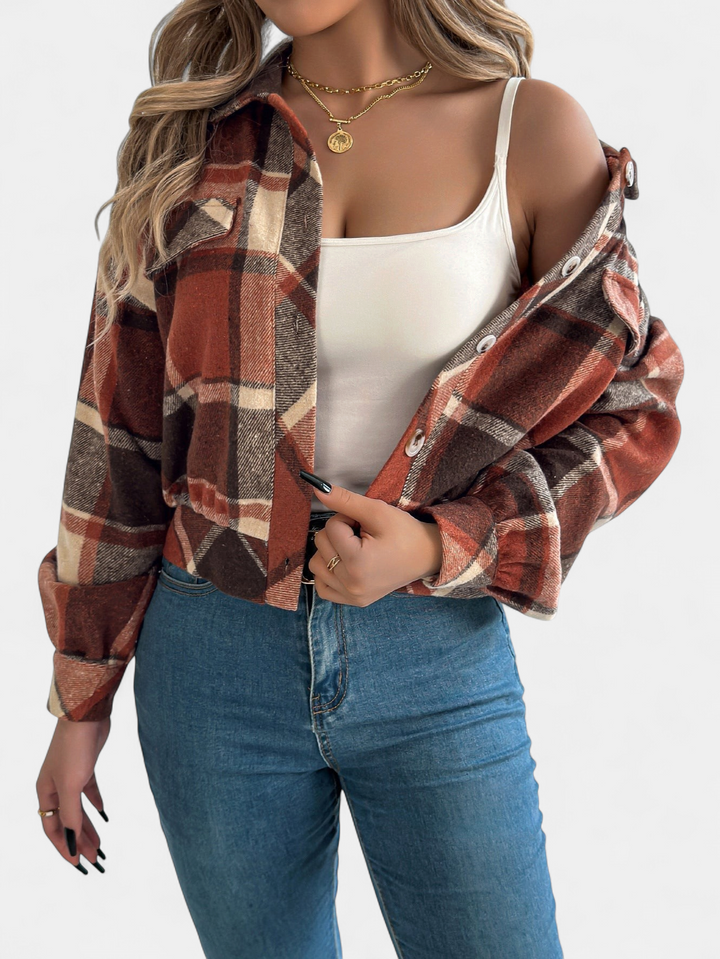 ZABEL™ - Casual Plaid Button Front Long Sleeve Jacket
