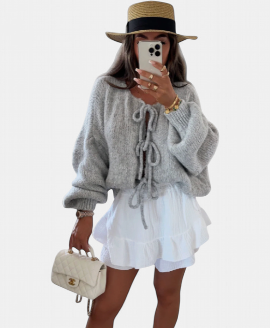 Eva | Knitted Bow Cardigan
