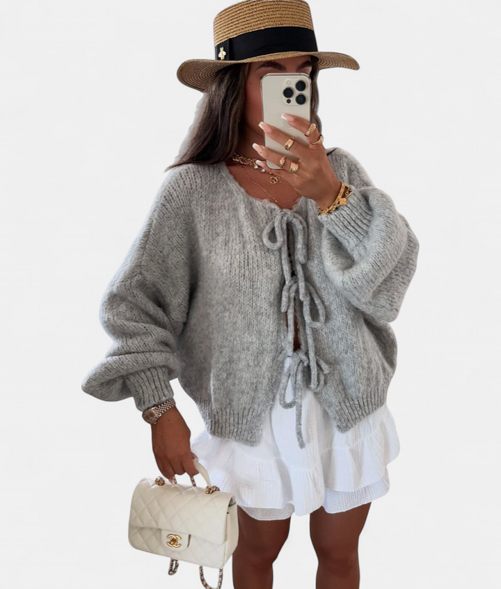 Eva | Knitted Bow Cardigan