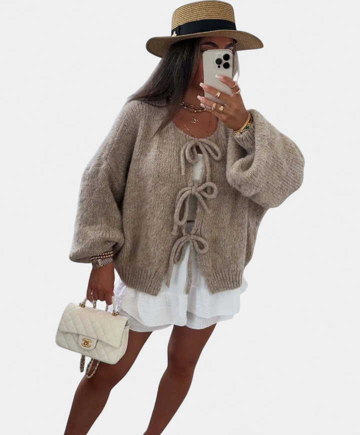 Eva | Knitted Bow Cardigan