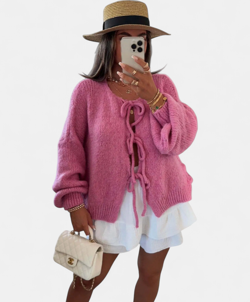 Eva | Knitted Bow Cardigan
