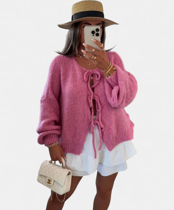Eva | Knitted Bow Cardigan