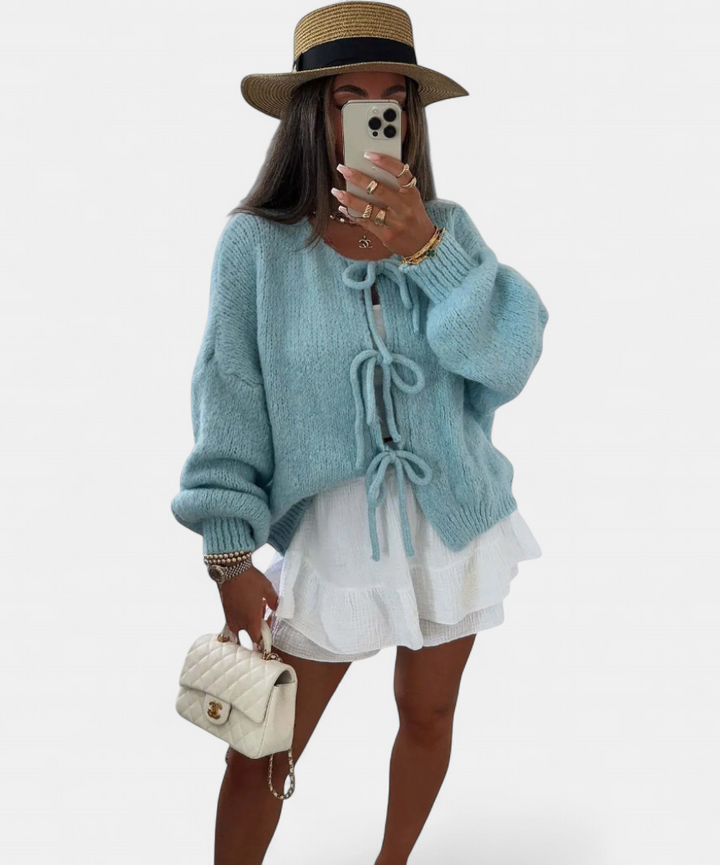 Eva | Knitted Bow Cardigan